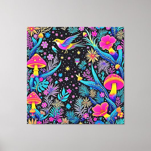 Magische Neon Forest Night Dream Design Canvas Afdruk (Voorkant)
