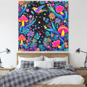 Magische Neon Forest Night Dream Design Canvas Afdruk (Insitu (Slaapkamer))