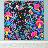 Magische Neon Forest Night Dream Design Canvas Afdruk (Insitu (Houten vloer))