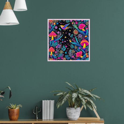 Magische Neon Forest Night Dream Design Poster (Woonkamer 1)