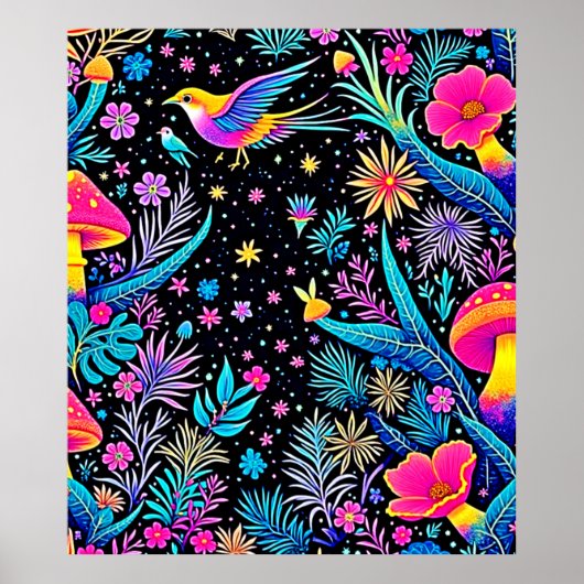 Magische Neon Forest Night Dream Design Poster (Voorkant)