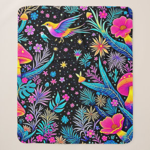 Magische Neon Forest Night Dream Design Sherpa Deken