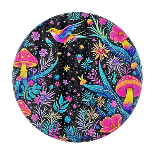 Magische Neon Forest Night Dream Design Snijplank (Voorkant)