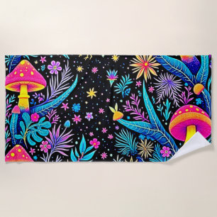 Magische Neon Forest Night Dream Design Strandlaken