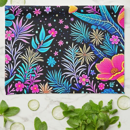 Magische Neon Forest Night Dream Design Theedoek (Gevouwen)