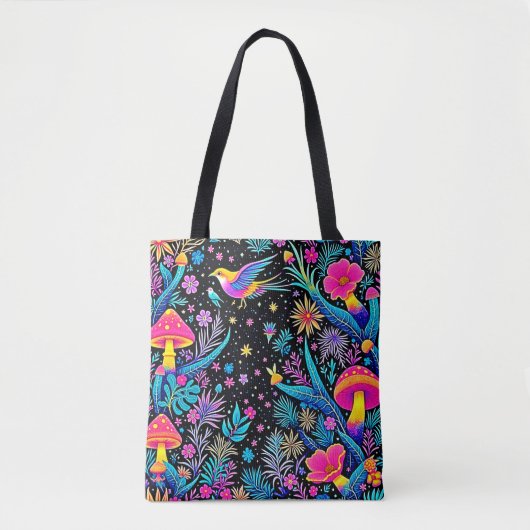 Magische Neon Forest Night Dream Design Tote Bag (Voorkant)