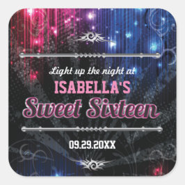 Magische Neon gloed lichten gunst Vierkante Sticker