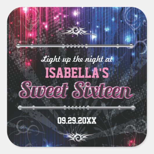 Magische Neon gloed lichten gunst Vierkante Sticker (Voorkant)