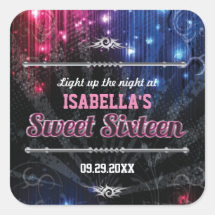 Magische Neon gloed lichten gunst Vierkante Sticker