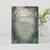 Magische Nevelige Bos Diep Turkoois Winter Huwelij Kaart (Staand voorkant)