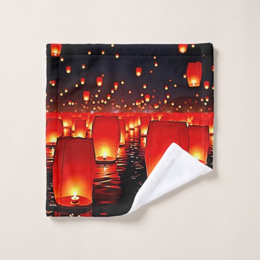 Magische Night Float Design van Lantaarns Bad Handdoek (Wasdoekje)