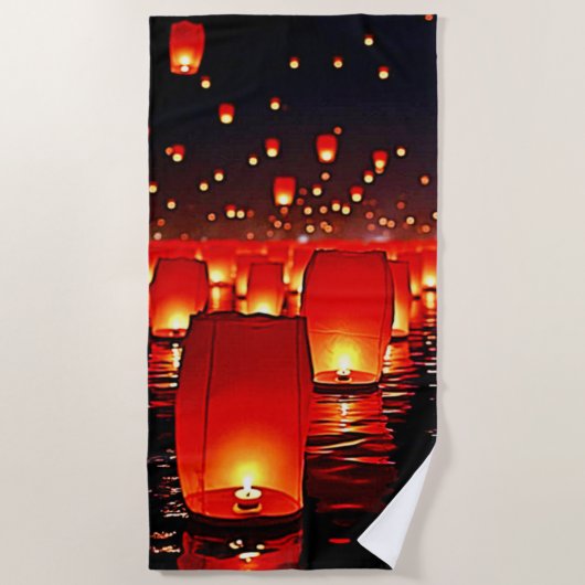 Magische Night Float Design van Lantaarns Strandlaken (Voorkant)