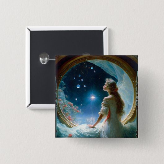 Magische Night Scene Fantasy Art Vierkante Button 5,1 Cm (Voorkant /achterkant)