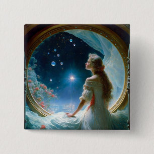 Magische Night Scene Fantasy Art Vierkante Button 5,1 Cm
