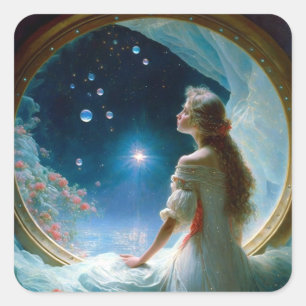 Magische Night Scene Fantasy Art Vierkante Sticker