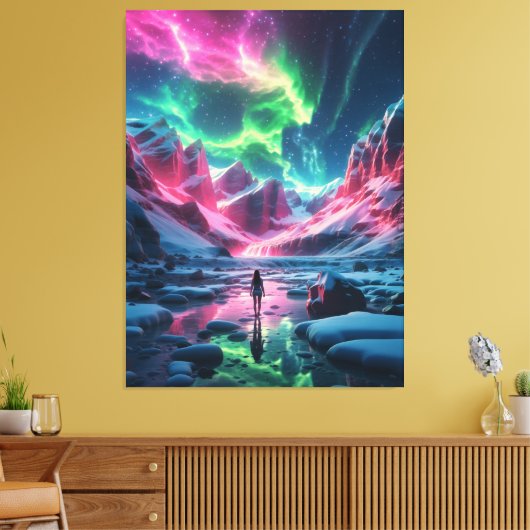 Magische Noorderlicht display Canvas Afdruk (Insitu (Woonkamer))