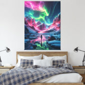 Magische Noorderlicht display Canvas Afdruk (Insitu (Slaapkamer))