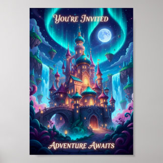 Magische Noorderlicht Fantasie Kasteel Poster