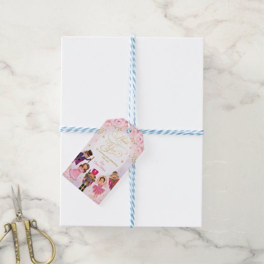 Magische Notenkraker Verjaardag Blush Goud Bloemen Cadeaulabel (Met Touw)