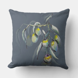 Magische olijf aquarel handgeschilderd kussen