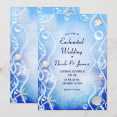 Magische Onder De Zee Blauwe Fade Strand Bruiloft Kaart (Voorkant / Achterkant)