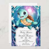 Magische Onderwater Turtle Baby shower Kaart (Voorkant / Achterkant)