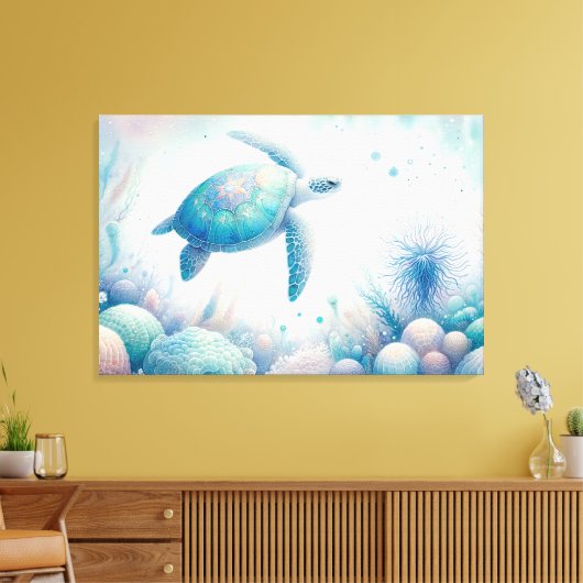 Magische Onderwater Zee Turtle Print (Insitu (Woonkamer))