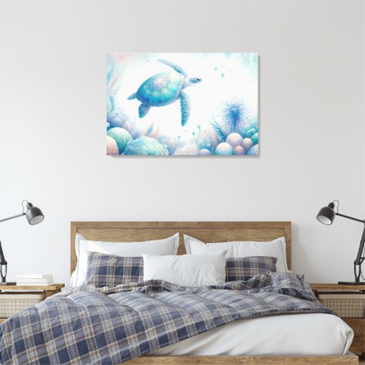 Magische Onderwater Zee Turtle Print (Insitu (Slaapkamer))