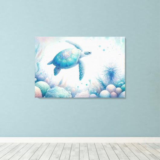 Magische Onderwater Zee Turtle Print (Insitu (Houten vloer))
