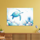 Magische Onderwater Zeeschildpad Print (Insitu (Woonkamer))