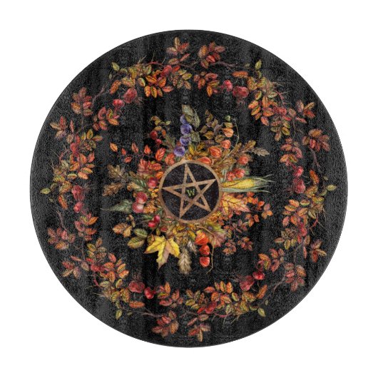 Magische Oogst Met Pentagram Monogram Snijplank (Voorkant)
