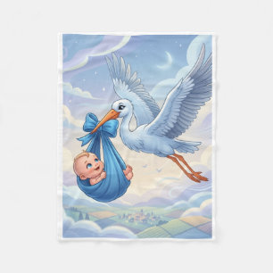 Magische Ooievaar Die Baby In Wolken Fleece Bla Deken