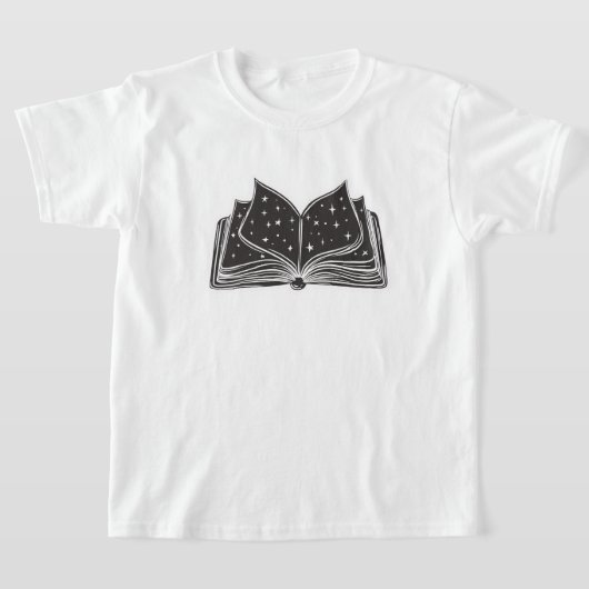 Magische open spreukenboek – Sterren en Tovenaarsl T-shirt (Laagn)