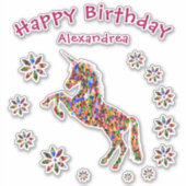 Magische oranje oranje geboortedag Glitter Custom Sticker (Voorkant)