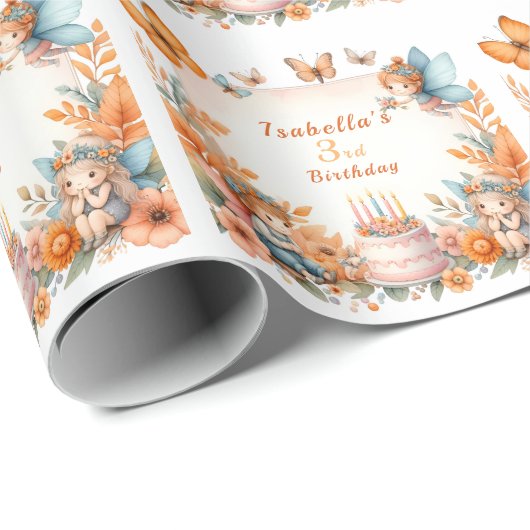 Magische Oranje Sprookjestuin - Verjaardag Cadeaupapier (Rol Hoek)