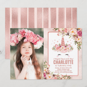 Magische oranjorn Birthday /  Roos Gold Floral Kaart