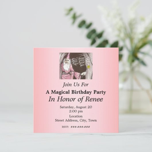 Magische Oude Tovenaar Elf Magic Wand Star Birthda Kaart (Staand voorkant)