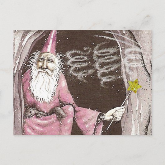 Magische Oude Tovenaar Elf Magic Wand Star Briefkaart (Voorkant)