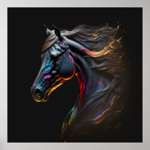 Magische paarden, Abstracte kleuren, Art Print Wal