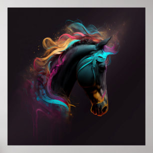 Magische paarden, Abstracte kleuren, Art Print Wal