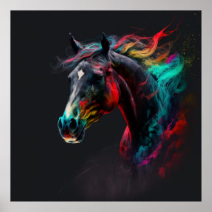 Magische paarden, Abstracte kleuren, Art Print Wal