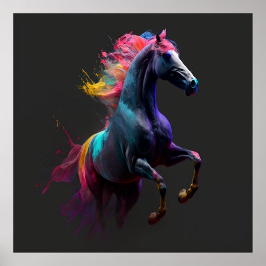 Magische paarden, Abstracte kleuren, Art Print Wal (Voorkant)