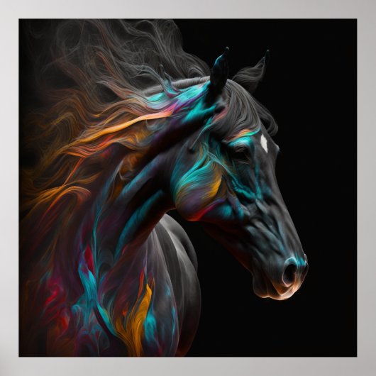 Magische paarden, Abstracte kleuren, Art Print Wal (Voorkant)