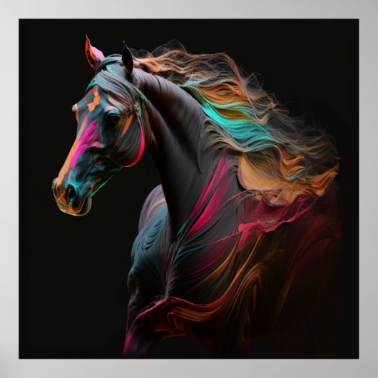 Magische paarden, Abstracte kleuren, Art Print Wal (Voorkant)