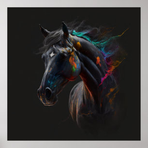 Magische paarden, Abstracte kleuren, Art Print Wal