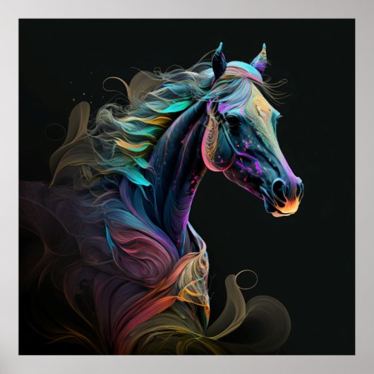 Magische paarden, Abstracte kleuren, Art Print Wal (Voorkant)