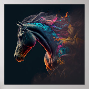 Magische paarden, Abstracte kleuren, Art Print Wal