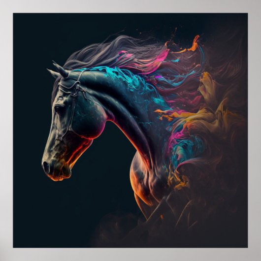 Magische paarden, Abstracte kleuren, Art Print Wal (Voorkant)