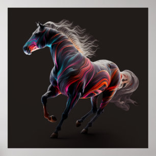 Magische paarden, Abstracte kleuren, Art Print Wal