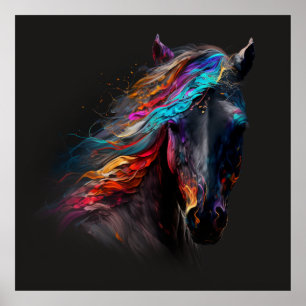 Magische paarden, Abstracte kleuren, Art Print Wal